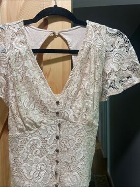 Anthropologie Blush Lace Button-Front top size x small